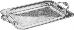 10611758 Queen Anne Поднос прямоугольный с ручками Queen Anne 40х25см, сталь, посеребрение Сталь нержавеющая с посеребрением