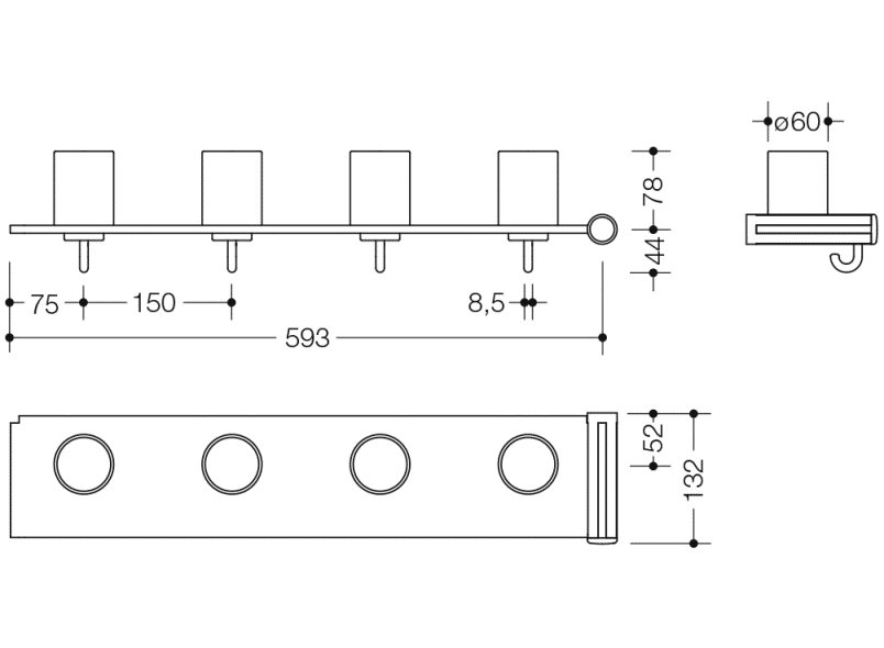 800.03.410 Набор удлинителей для держателей зубных щеток с крючком, 4 места HEWI Kids - Вид №10