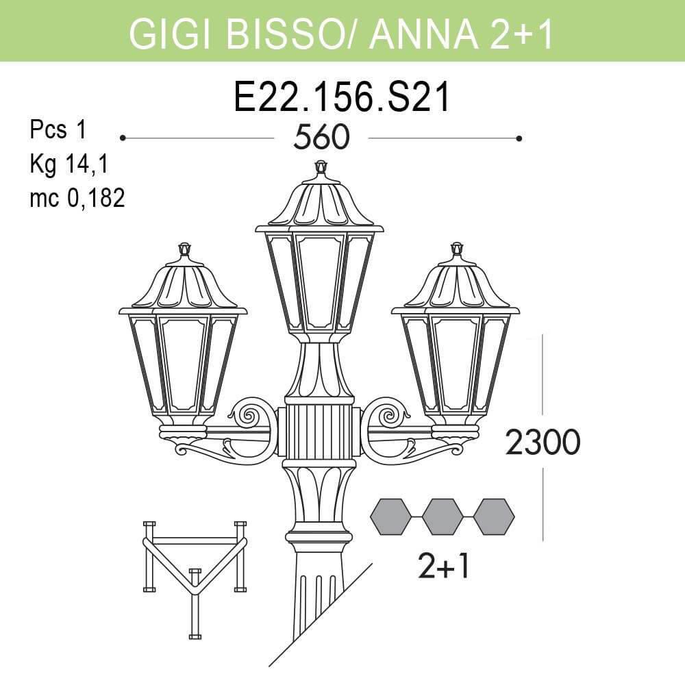 Уличный фонарь Fumagalli Gigi Bisso/Anna E22.156.S21.AXF1R FUMAGALLI ФОНАРЬ 268834 Черный  - Вид №1
