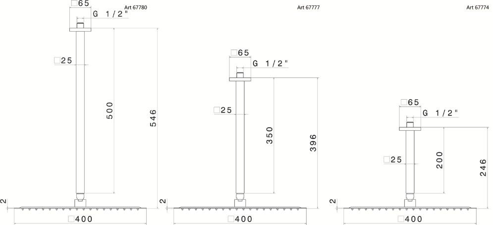 newform Потолочная лейка душа с кронштейном Head showers 67780 - Вид №1