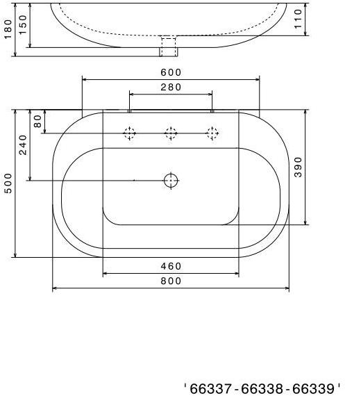 66338 Накладная раковина на столешницу  овальная Newform Lavabi - Вид №2