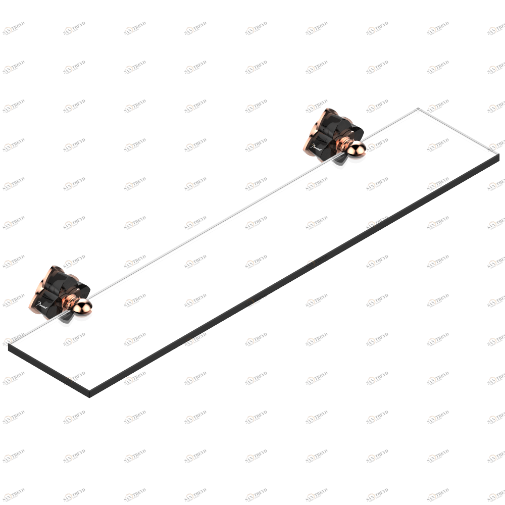 U6D-564 Полка стеклянная 60 cм с кронштейнами Thg-paris Pétale de Cristal, черный хрусталь Розовое золото U6D-564 CAT.F