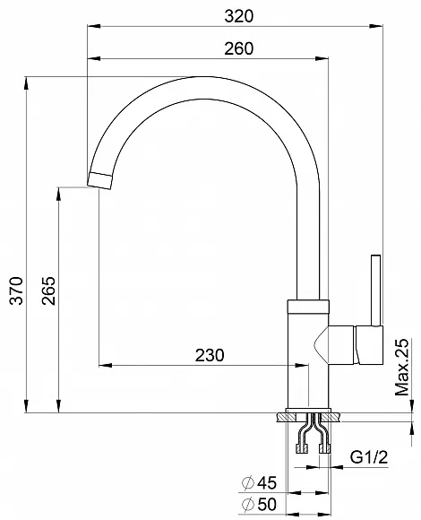 2125, АРКТИК (БЕЛЫЙ), СМЕСИТЕЛЬ КУХОННЫЙ GRANULA 2125-ST97 - Вид №2