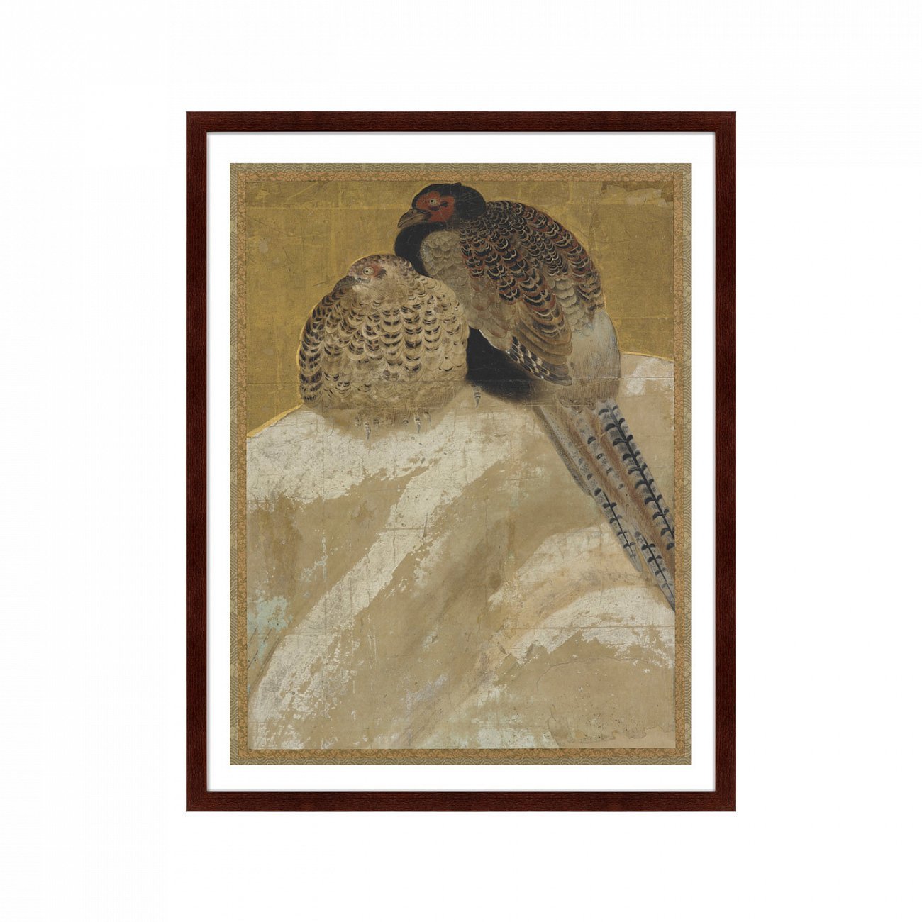 Картина: Два фазана на заснеженном берегу, Япония, 18 век КАРТИНЫ В КВАРТИРУ  093636 Разноцветный  - Вид №1