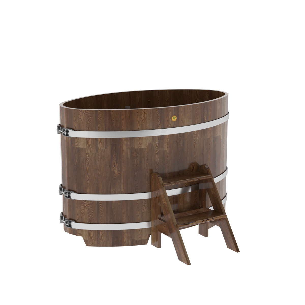 1493 Купель овальная из сращенных ламелей лиственницы 0,80х1,42х1,0 морёная Alyarus 