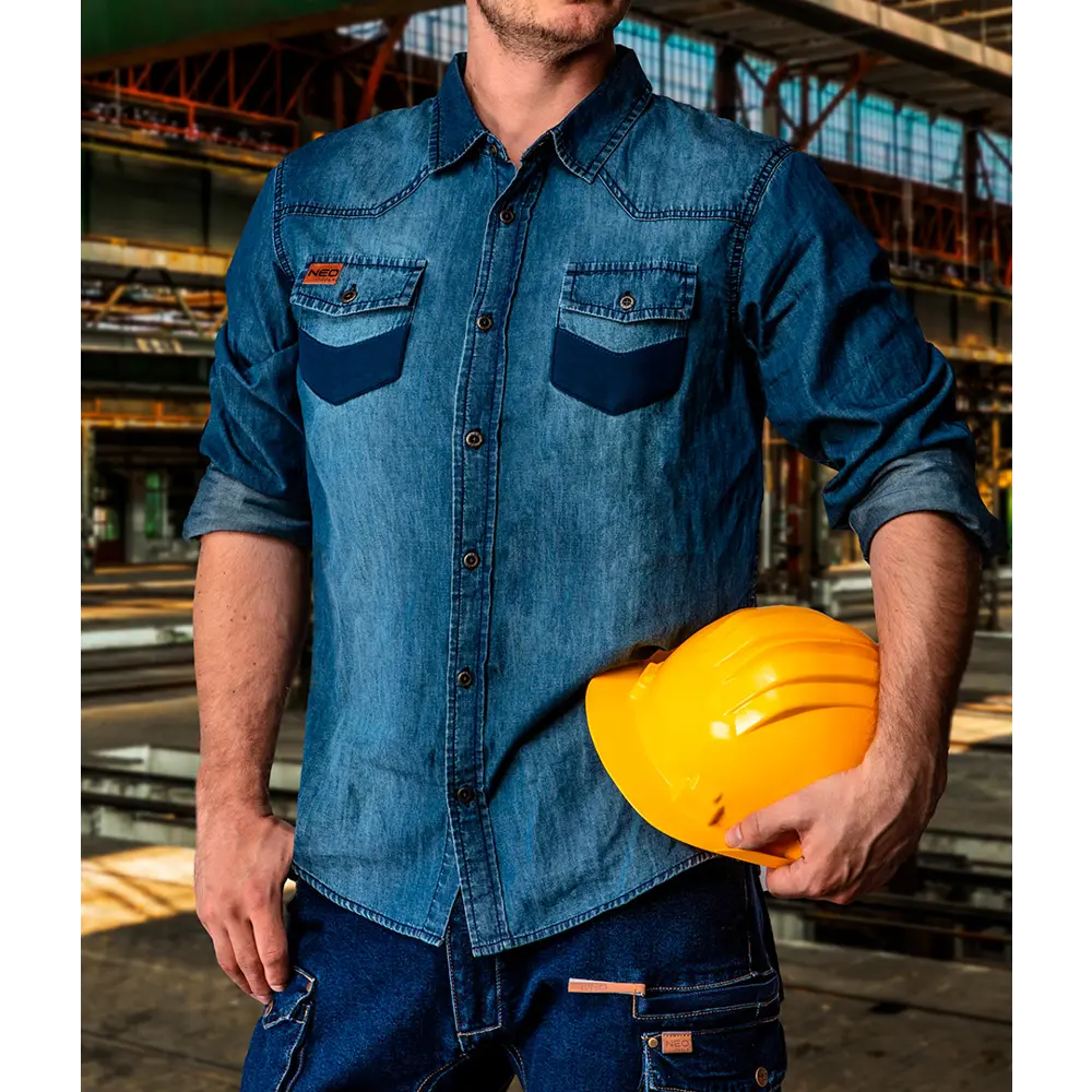Рубашка Neo Tools Denim темно-синяя размер S рост 178 STLM-2109130 - Вид №5