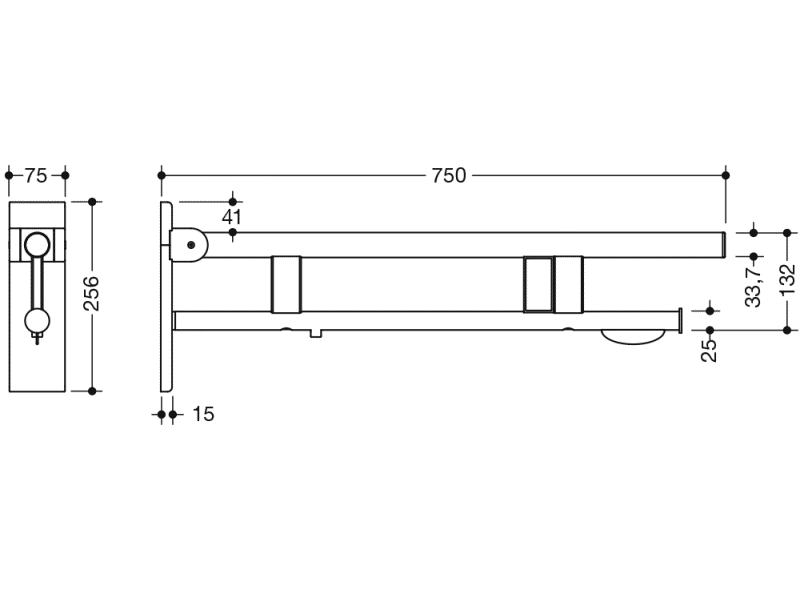 900.50.18840 Опорная рейка Duo, исполнение b HEWI Stützen  - Вид №1