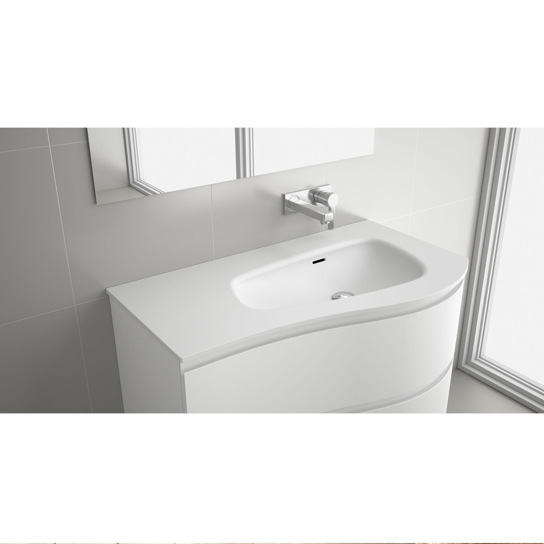 87597 SALGAR Раковина MAM 900 Тумба на левой твердой поверхности без сифона для бутылок и отходов без крана 910 x 12 x 510 мм 