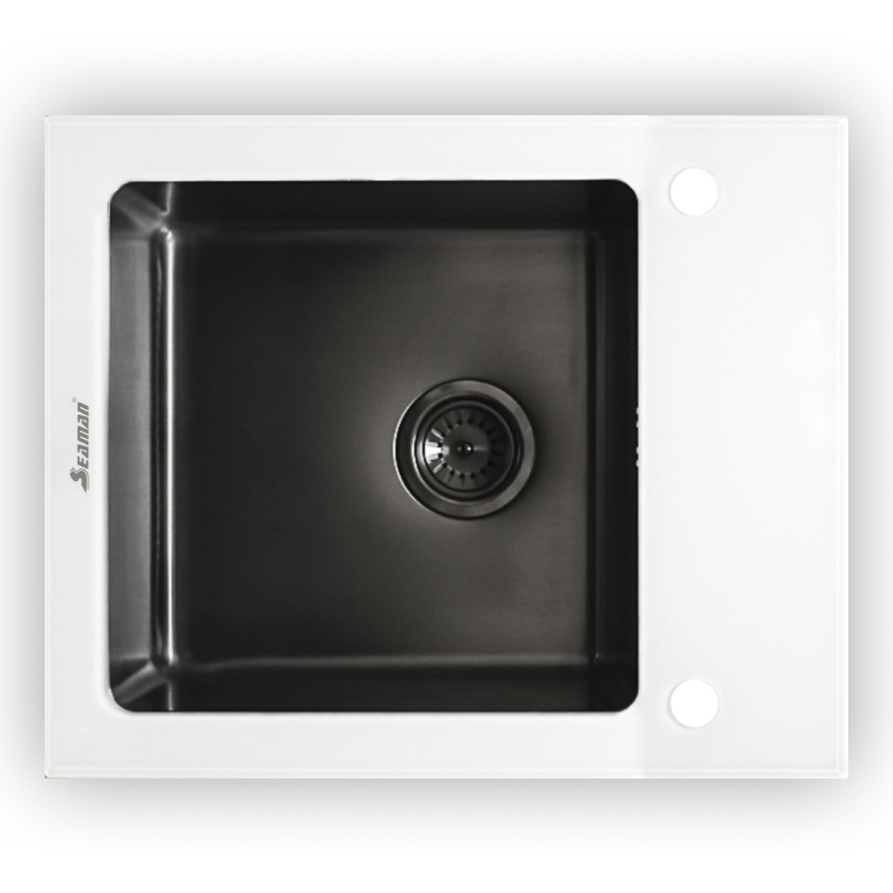 Кухонные мойки Eco Glass SMG-610W-Gun.B SEAMAN 