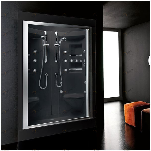Душевая кабина Gruppo treesse Acquazzurra double STB-B7547D-C чёрная с баней и гидромассажем угловая STBB7547DC