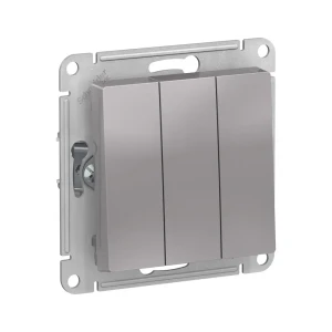 91586280 Выключатель встраиваемый Systeme electric AtlasDesign 246978 3 клавиши цвет алюминий STLM-1119259