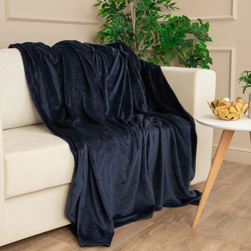 Плед Flandria 200x220 см микрофибра цвет черно-синий 89368078 STLM-2008467 Santreyd - Вид №3