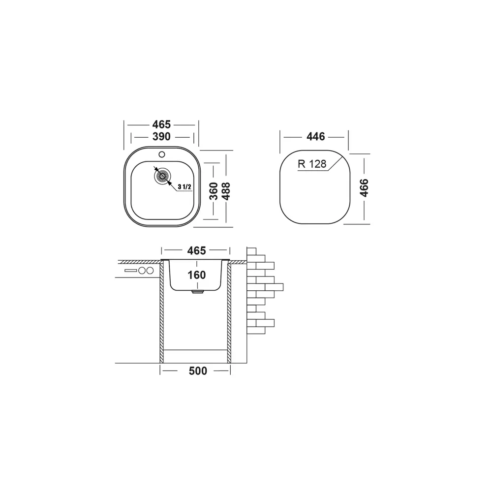 Ukinox Врезная кухонная мойка из нержавеющей стали 46,5×48,8 см 86163909 Frant STLM-0066634 - Вид №6