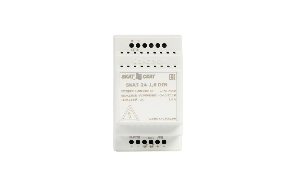 SKAT-24-1.0 DIN power supply 24v 1.3a battery ext. 2х4.5-12ah charge current 1.0 – iload. Бастион  - Вид №5