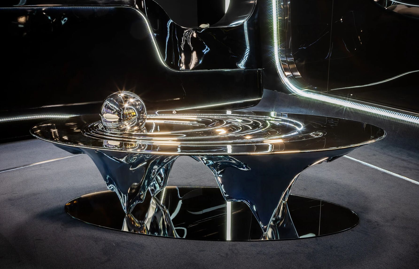 Стеклянный овальный журнальный столик PlusObject SPACE ARCH-00024967 - Вид №1