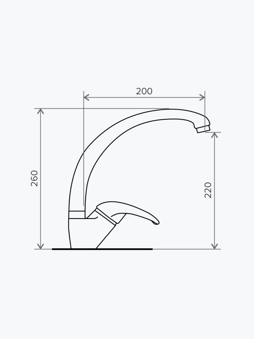 660687 Смеситель кухонный "Высокий" в тон мойки Polygran  - Вид №1