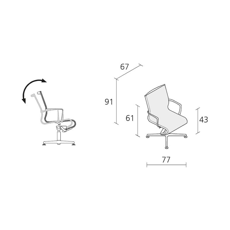 4-спицевые подлокотники поворотный операционный офисный стул Alias рамка ARCH-00090999 - Вид №5