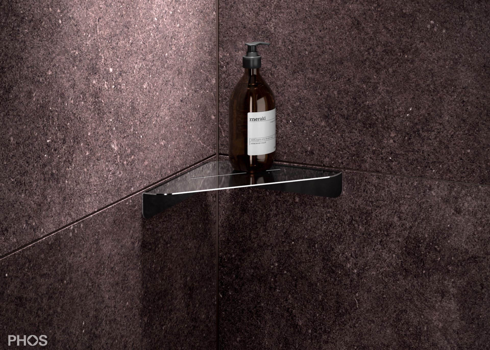 DAE230K-PL Клееная угловая душевая полка, 23 x 23 см, полированная PHOS  - Вид №1