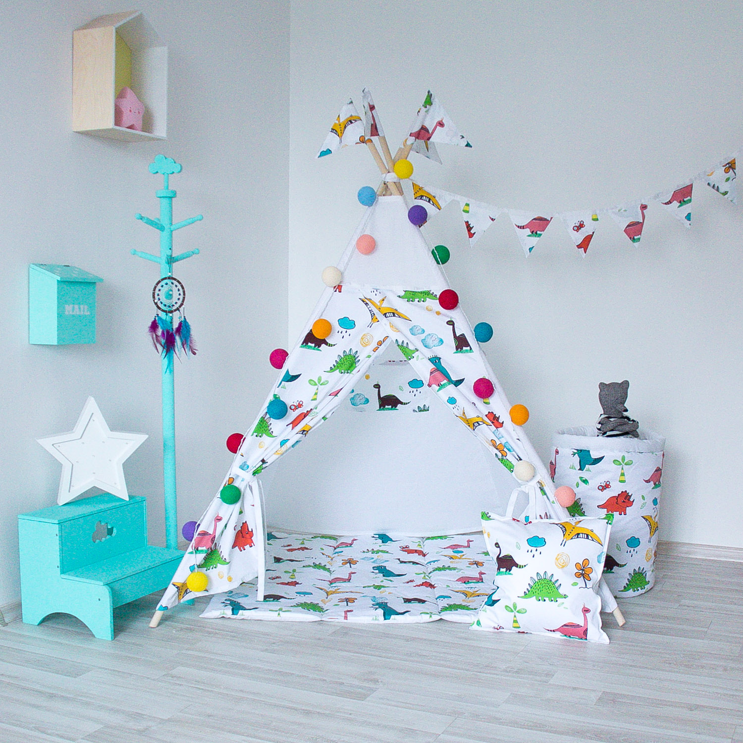 Игровой коврик для вигвама Dino VAMVIGVAM DINO 281605 Красный;желтый;зеленый Santreyd - Вид №4