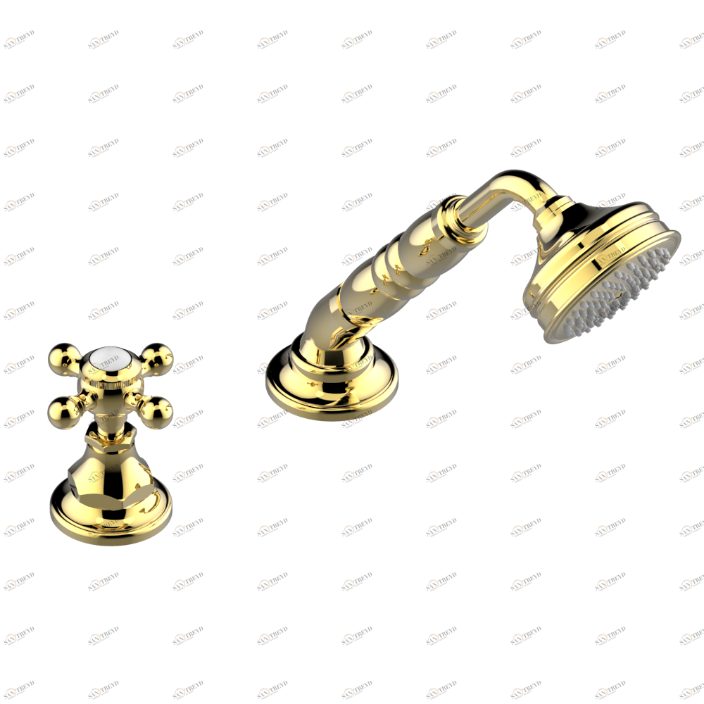 G25-6532/60A Смеситель керамический устанавливаемый на борту с ручным душем с ручкой одновременной регулировки – потока/температуры Thg-paris 1900 Покрытие PVD золотистый цвет G25 6532/60A CAT.F