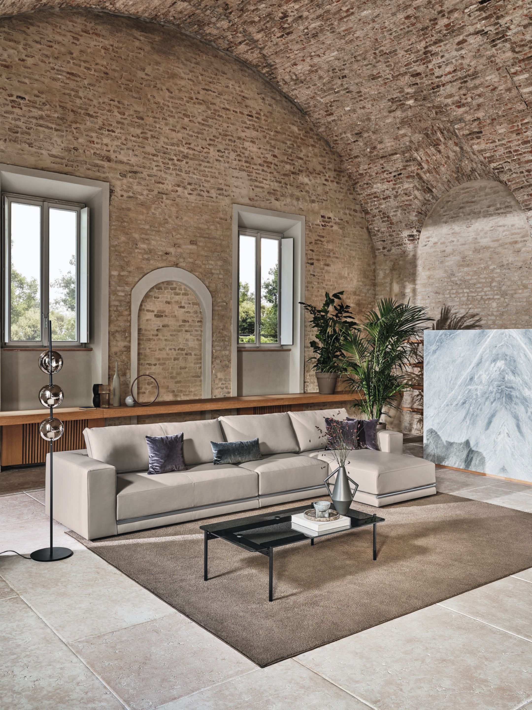 Низкий прямоугольный журнальный столик из стали и хрусталя Bontempi Casa KAROL ARCH-00079010 - Вид №2