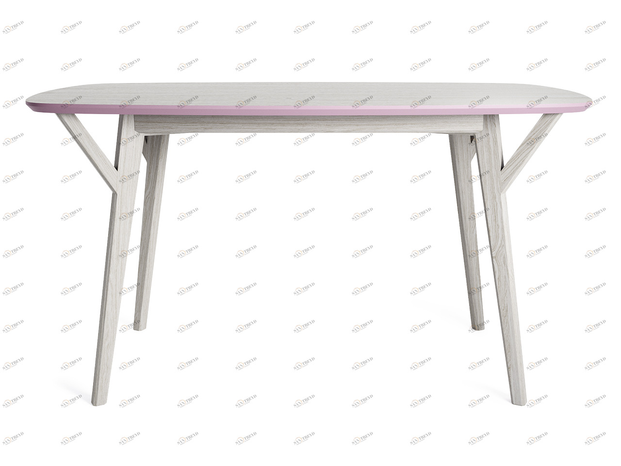 Обеденный стол прямоугольный с кантом беленый дуб, лаванда Proso THE IDEA  210035 Беленый дуб;бежевый 