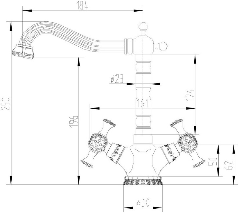 Смеситель ZorG Antic A 7005K-BR для кухонной мойки, бронза - Вид №2