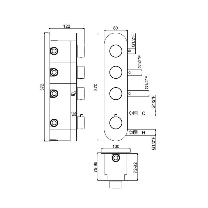 Встраиваемый термостатический смеситель для душа с пластиной CARIMALI ilTondo ARCH-00011328 - Вид №1