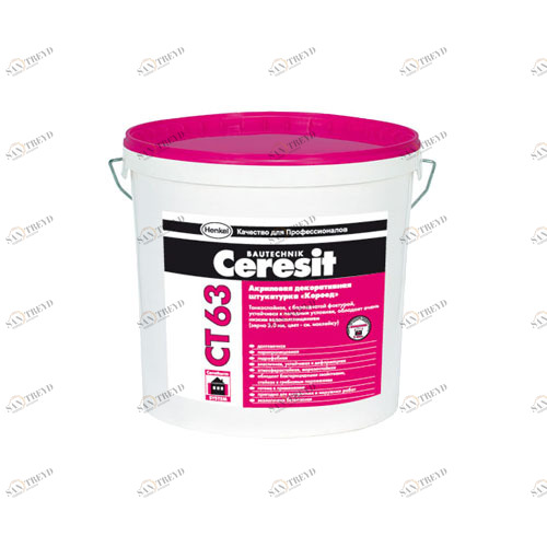 Декоративная акриловая штукатурка Ceresit CT63 Короед 3мм 25кг 390