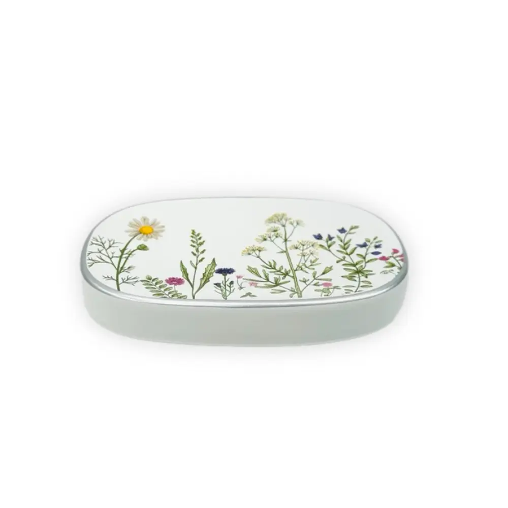 Керамическая мыльница Primanova Flowers белая с цветочным декором 89380972 STLM-1577362