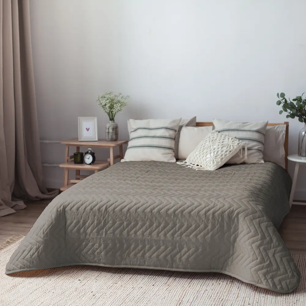 INSPIRE Покрывало Nicolosi серо-коричневое 240x200 см из микрофибры 89334496 STLM-1530360 - Вид №5