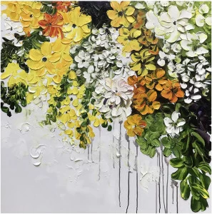 Картина на холсте 100х100 см "Прекрасная флора" EVENHOME КАРТИНЫ МАСЛОМ 130031 Бежевый;белый;желтый;зеленый