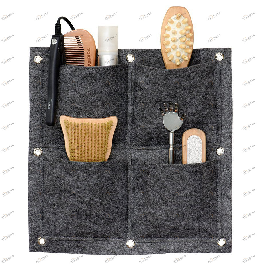 Органайзер подвесной из фетра на 4 кармана 35х35 см серый Qwerty QWERTY  00-3971610 Серый 