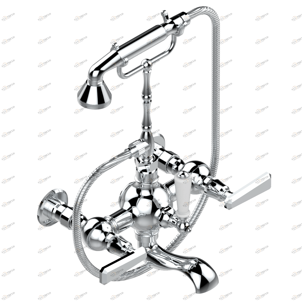 A58-14B Смеситель "телефон" для ванны/душа встраиваемый в стену / переключатель - 200 между центрами Thg-paris Tradition с рукоятками Хромированный A58 14B  A02 CAT.A