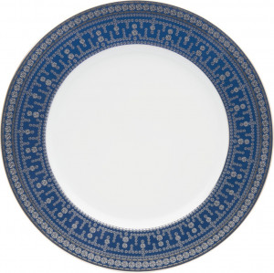 10639579 Haviland Тарелка обеденная Haviland "Тиара, прусская бирюза" 28см (платиновый декор) Фарфор