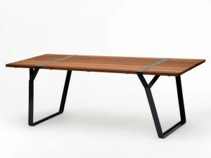 Ross Gardam Прямоугольный стол из стали и дерева Flint