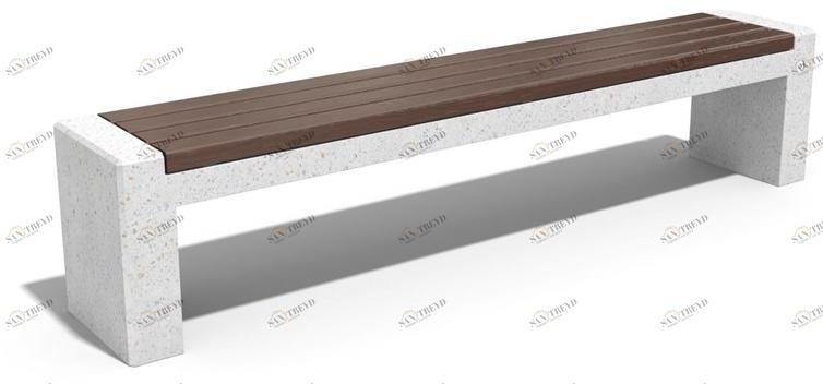 ENCHO ENCHEV - ETE Скамейка из бетона и дерева без спинки  185 