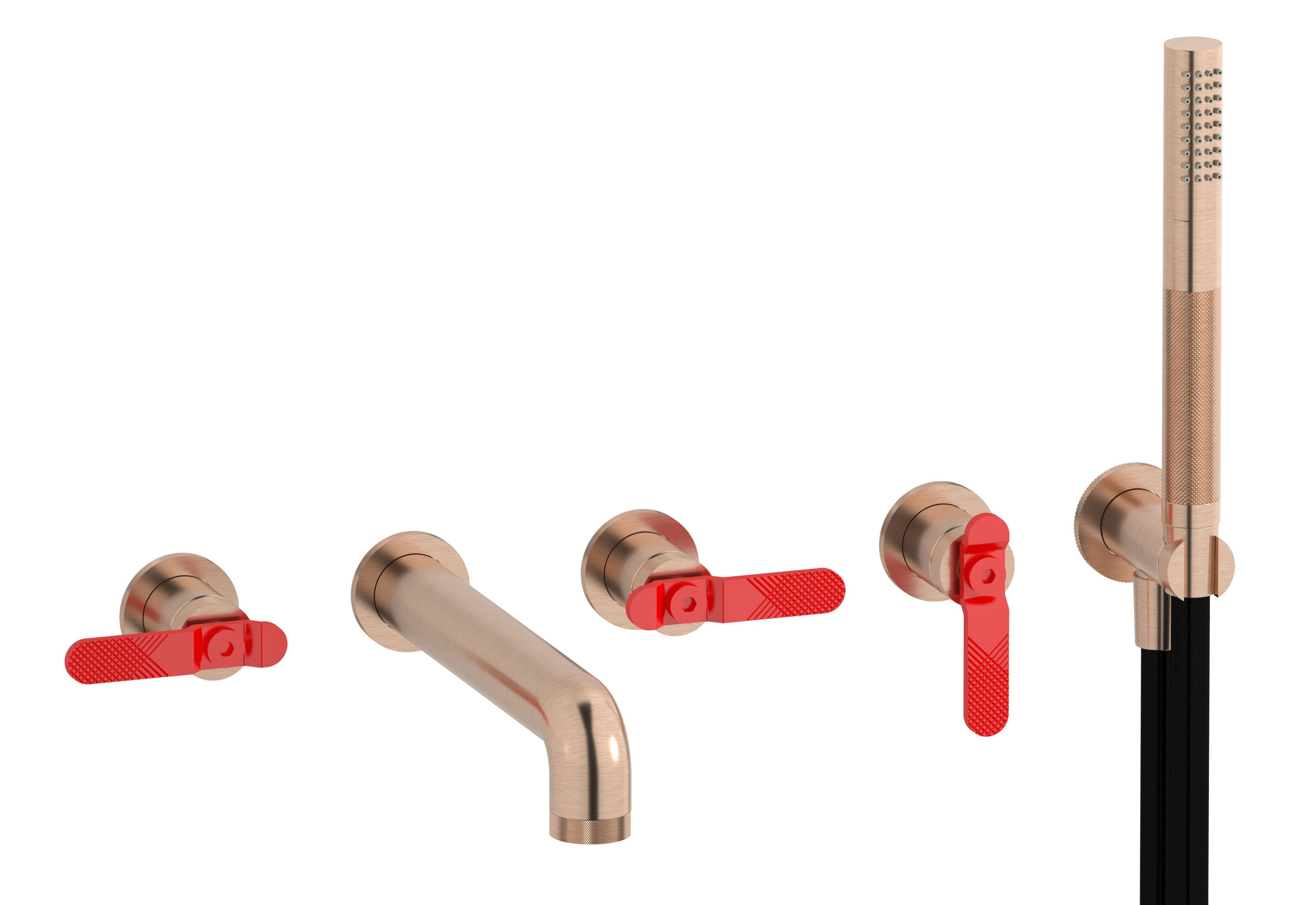 Настенный смеситель для ванны с 5 отверстиями и ручным душем IB Bold ARCH-00142517 - Вид №19