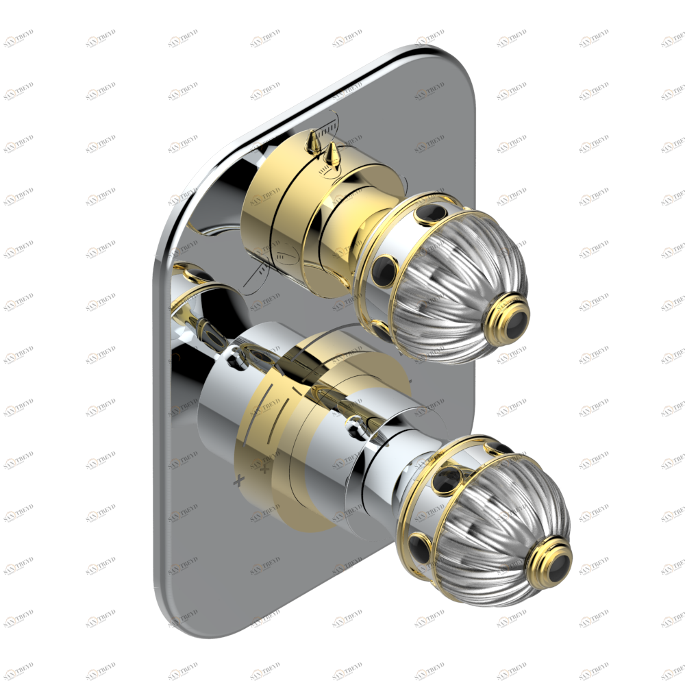 U1V-5600BE Ручки регулировки для термостата THG с переключателем на 3 выхода арт.5600AE Thg-paris Cheverny Хром/золото U1V 5600BE CAT.A