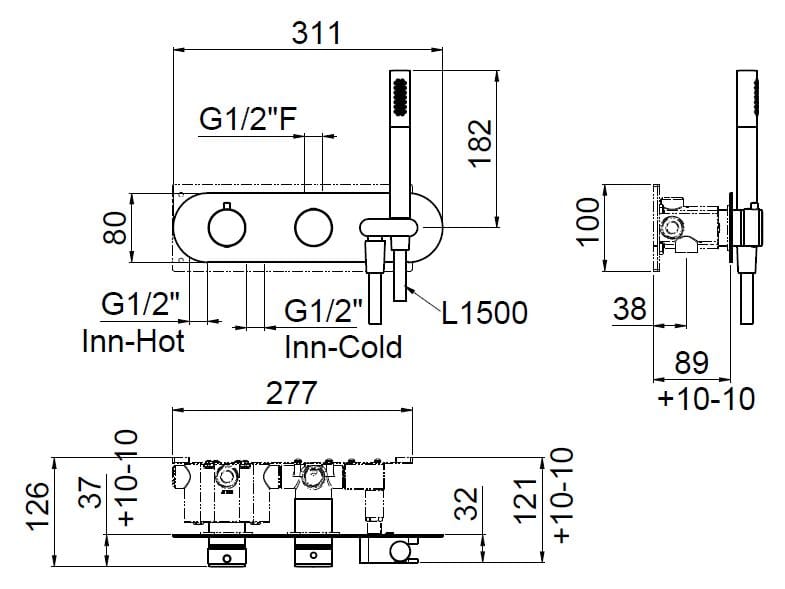 Встраиваемый термостатический смеситель для душа с ручным душем CARIMALI Race ARCH-00081689 - Вид №2