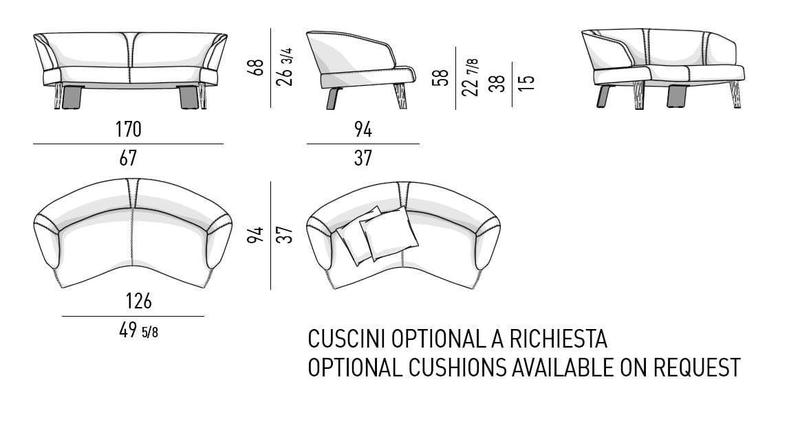Изогнутый диван из ткани Minotti Ривз ARCH-00060344 - Вид №4