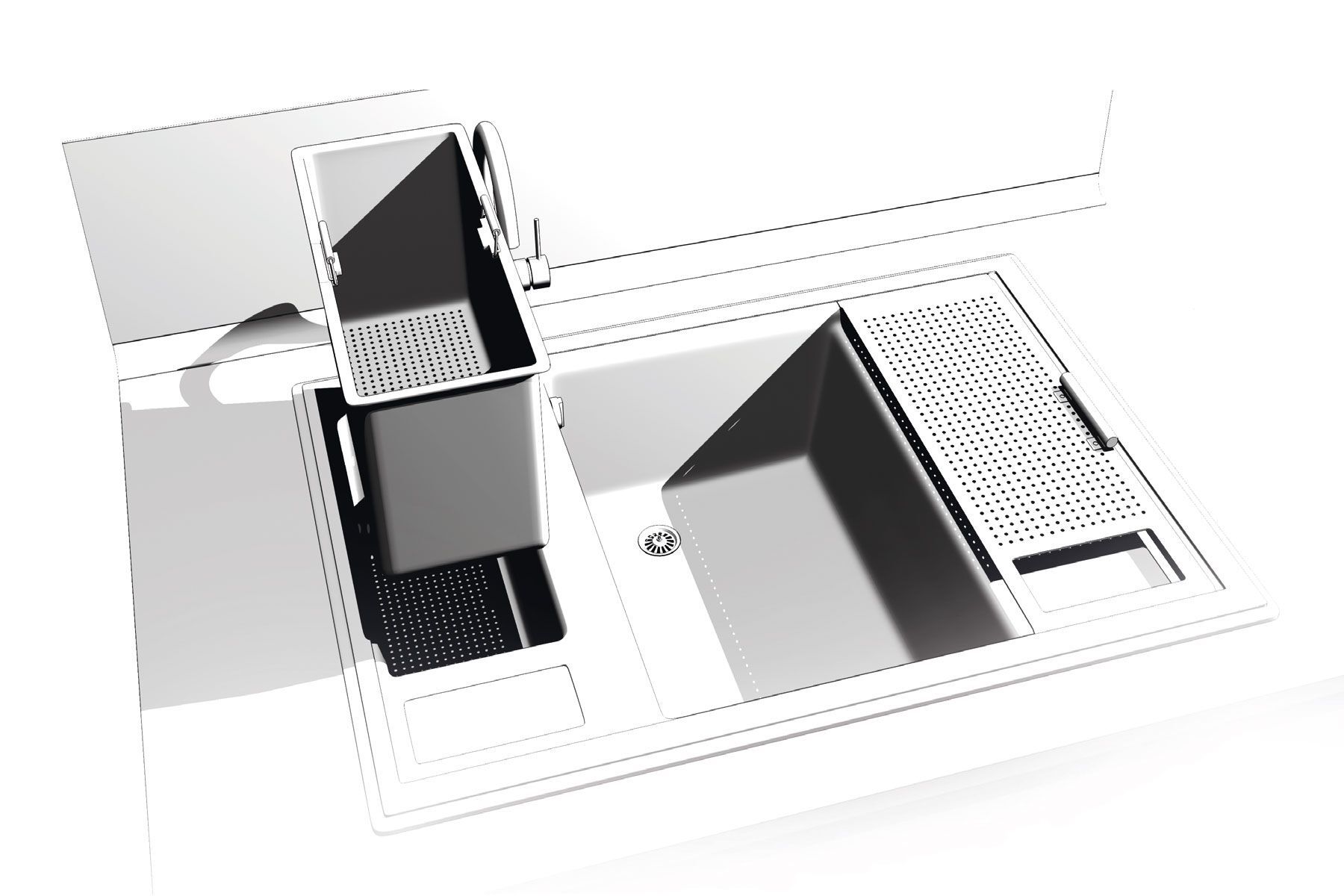 Встраиваемая раковина со встроенной ванной Для приготовления макаронных изделий Concepticon SINKOOK ARCH-00119348 - Вид №2