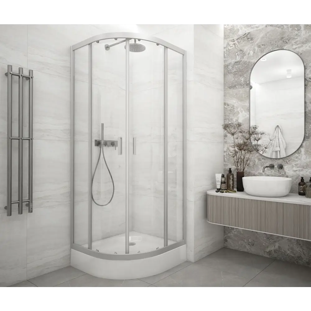 МЕТАКАМ Душевой уголок четверть круга с раздвижными дверцами 89361547 Полукруг STLM-1359294