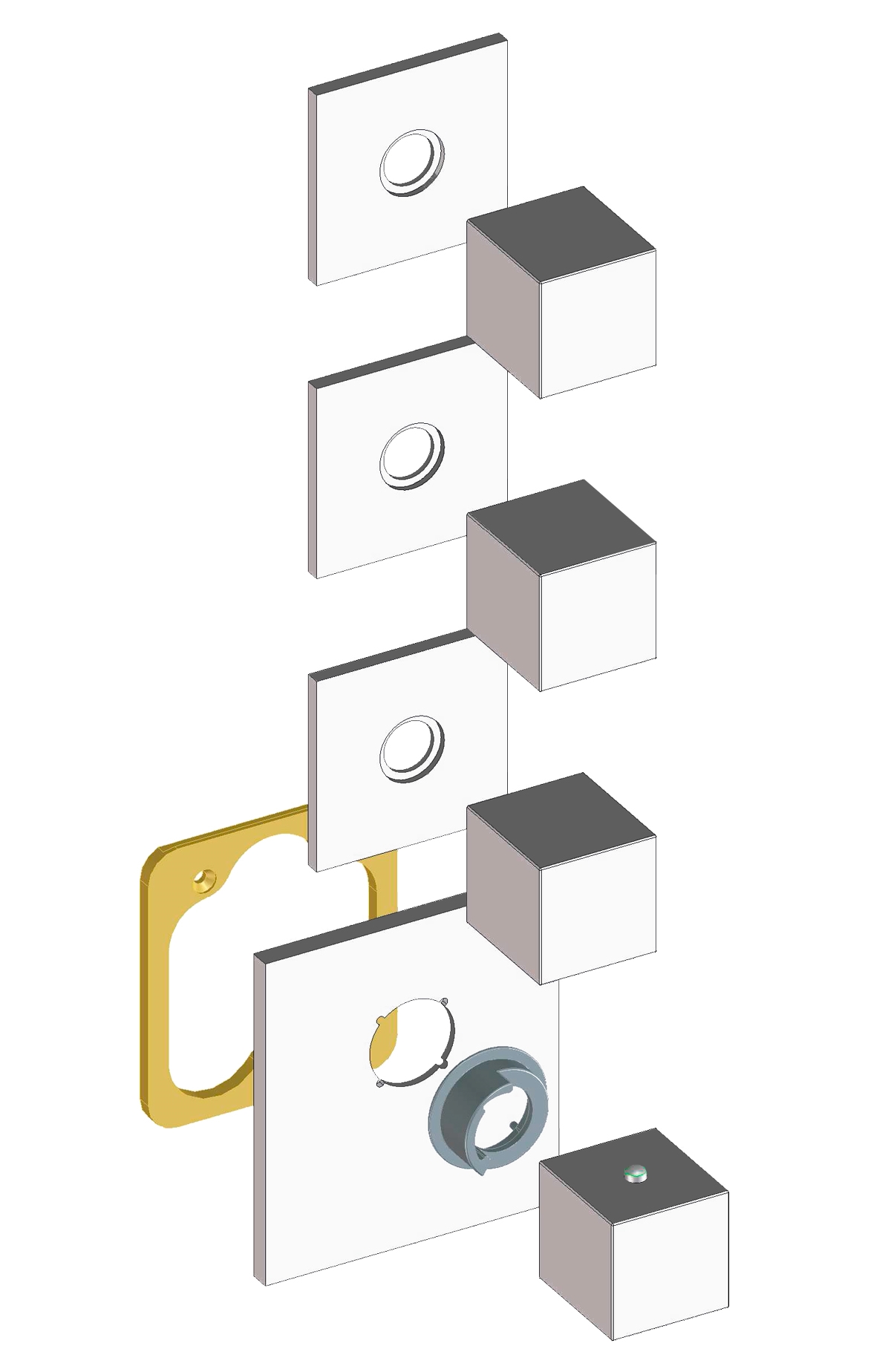 Z032205 + Z030202 000 Смеситель & запорный кран Cube 3 Outlets LP BOSSINI  - Вид №2