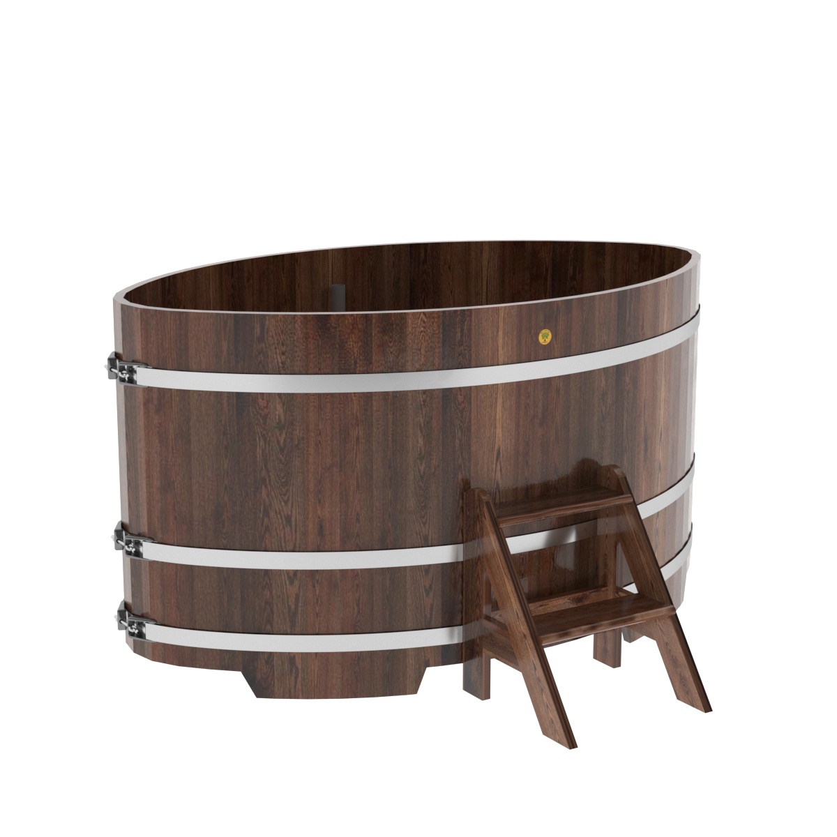 1186 Купель овальная из лиственницы 1,15х1,83х1,0 морёная премиум Alyarus 