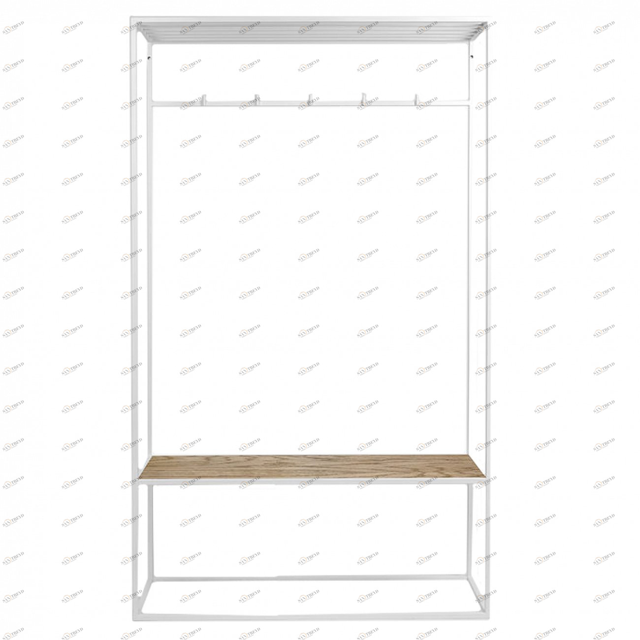 Вешалка в прихожую с полкой белая, темный дуб Hallra white INTELLIGENT DESIGN ВЕШАЛКИ HALLRA 261050 Белый;коричневый 