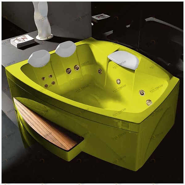 Ванна GRUPPO TREESSE Matrix Slim V7637-Z большая с подголовником глубокая с гидромассажем жёлтая с золотой фурнитурой STDV7637ZZ