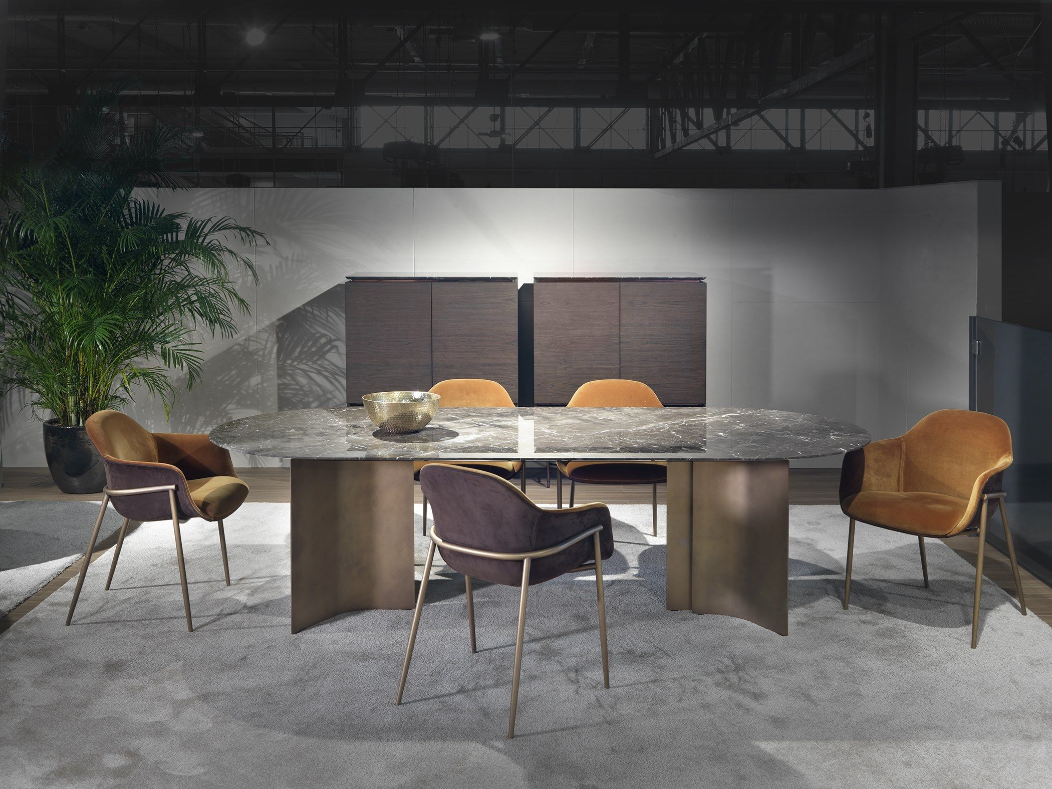 Овальный стол с мраморным верхом и изогнутым металлическим основанием Marelli Wave ARCH-00138111 - Вид №13