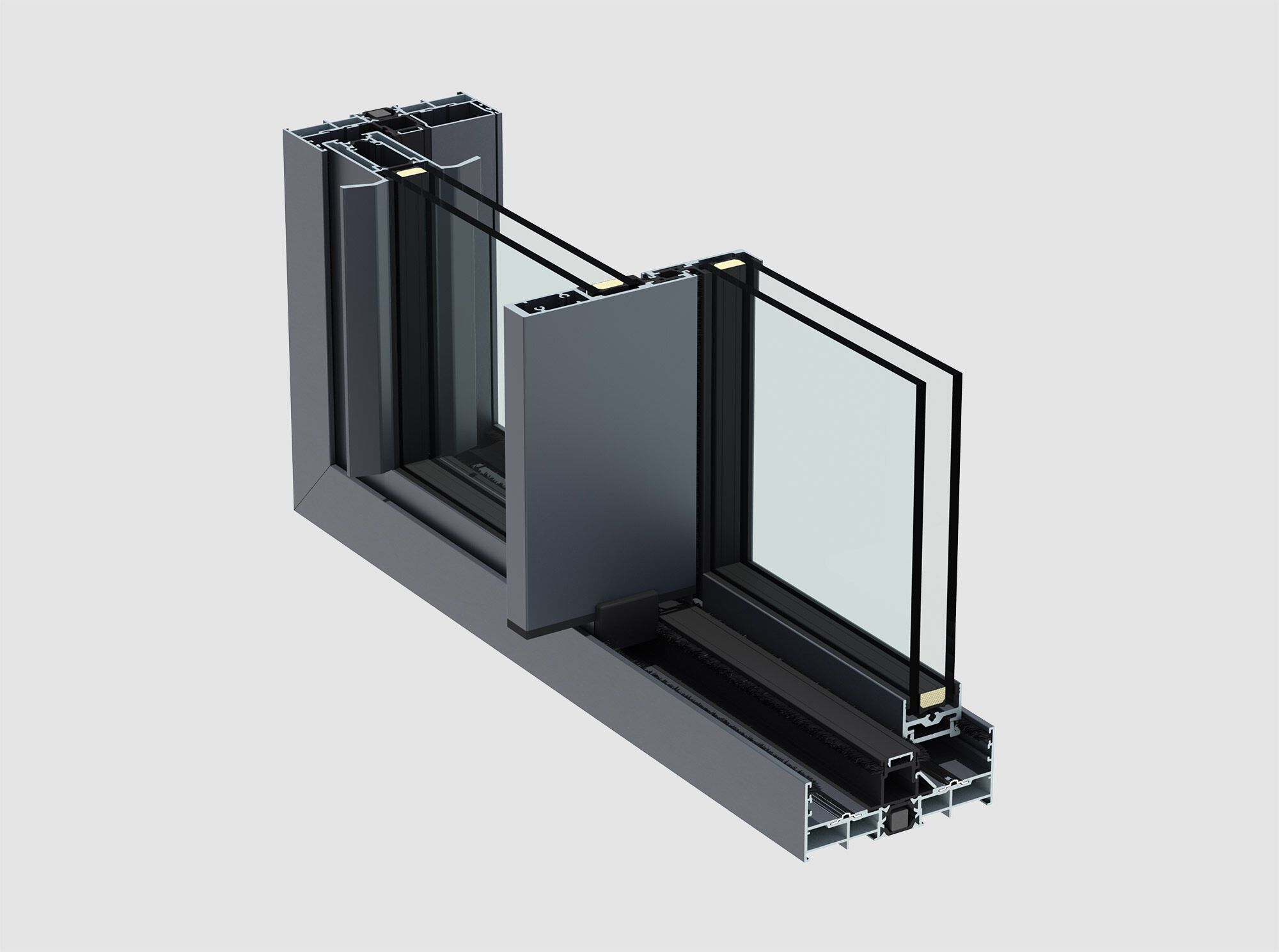 Алюминиевое раздвижное окно QFORT Панорама ARCH-00072067 - Вид №1