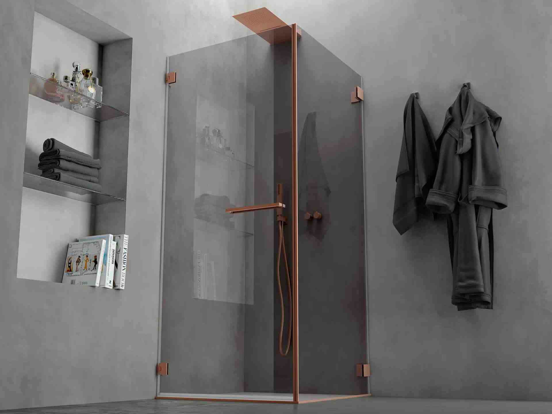 Алюминиевая и стеклянная угловая душевая кабина с распашной дверью CSA Box Doccia София ARCH-00108143